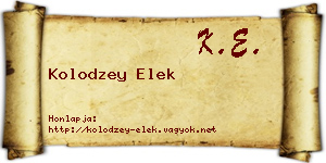 Kolodzey Elek névjegykártya